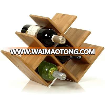 W Shape Wooden Countertop 8 Bottle Wine Bottle Holder Rack , Free Standing Table Top Storage Bamboo Butterfly Wine Rack