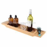 Wooden bathroom bathtub bamboo shower caddy tray organizer