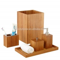 Natural Bamboo Bath and Vanity Bathroom Accessory Set