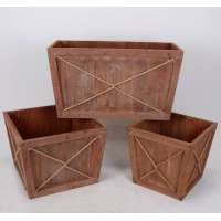 SenGong Wood Tapered Roped  Wooden planter