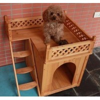 FSC outdoor wood dog house with balcony for sale