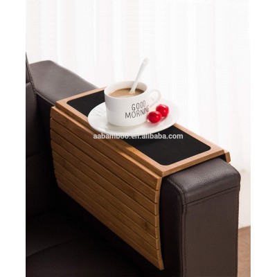 Bamboo Wood Sofa Arm Tray Table Anti-Slip Sofa Armrest Organizer