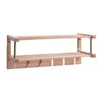 Wall mounted storage bamboo wood coat rack hanger