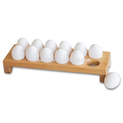 Countertop kitchen wooden bamboo 12 egg holder storage rack