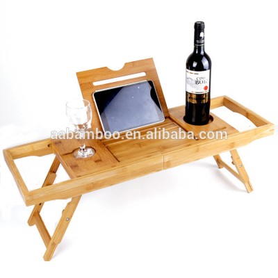 Expandable Adjustable Bathroom Wood Bamboo Bath table Bathtub Caddy Tray Luxury Spa Tray with Foldable Legs