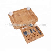 Wooden bamboo cheese board tray set