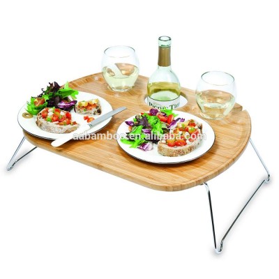 Bamboo wood portable folding wine picnic table