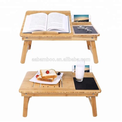 Multifunctional foldable portable bamboo wooden adjustable folding bed laptop table