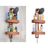 Bamboo wooden hanging caddy bath organizer bath shower caddy