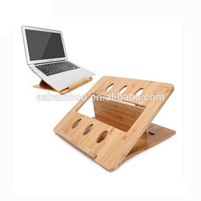 Bamboo mini magnetic vented adjustable 4 in 1 foldable thin laptop stand