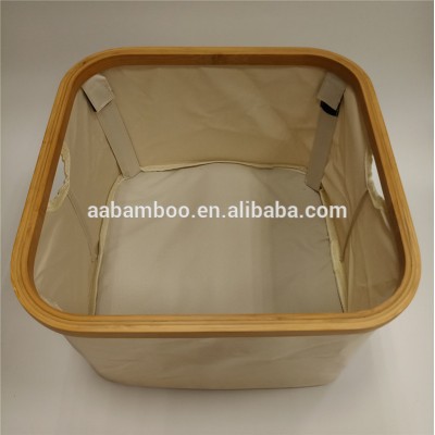 folding bamboo canvas collapsible laundry storage basket