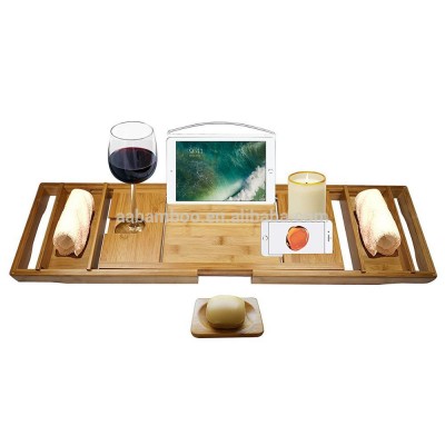 Luxury Bamboo Bathtub Caddy Tray with FREE Soap Dish