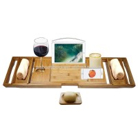 Luxury Bamboo Bathtub Caddy Tray with FREE Soap Dish