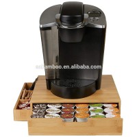 Bamboo 36 Capacity Nespresso Coffee Pod Drawer with Side Condiment Caddy Organizer