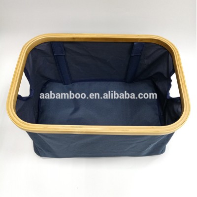 bamboo wooden corner cloth laundry basket