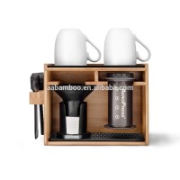 Wood Bamboo Coffee Makers Organizer