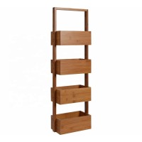 4 Tier Bamboo Bathroom Shower Storage Caddy Bathroom Stationary Caddy