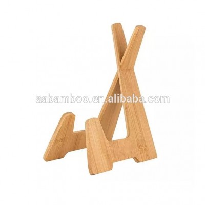 Foldable bamboo wooden desk tablet holder display stand