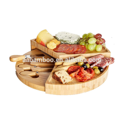 Custom 3 tier bamboo cheese board with knives