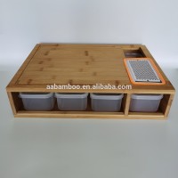 Bamboo wooden cutting board with containers grater storage box