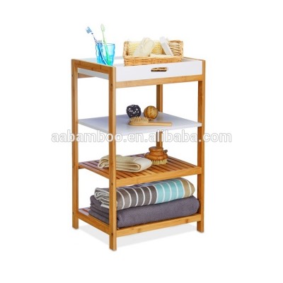 Kitchen Bathroom Storage Rack bamboo shelf organizer With Removable Tray