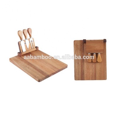 New Design Wooden Bamboo Cheese Board Meat Charcuterie Platter Serving Tray with Knife Cutlery Set