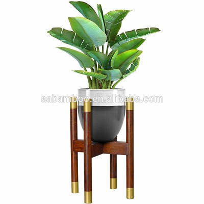 Modern Mid Century decorative adjustable wood  bamboo planter stand