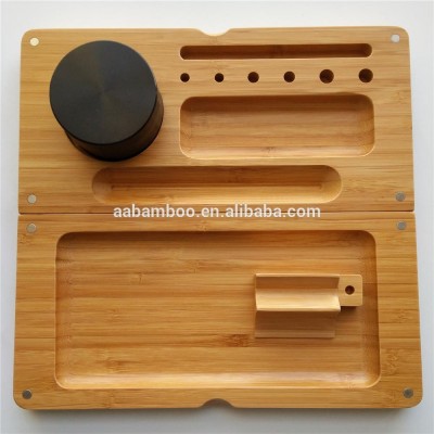 Magnetic Tobacco Smoke Bamboo Wooden Rolling Tray