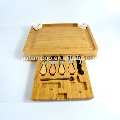 Bamboo wooden serving cheese board & food charcuterie serving platter tray